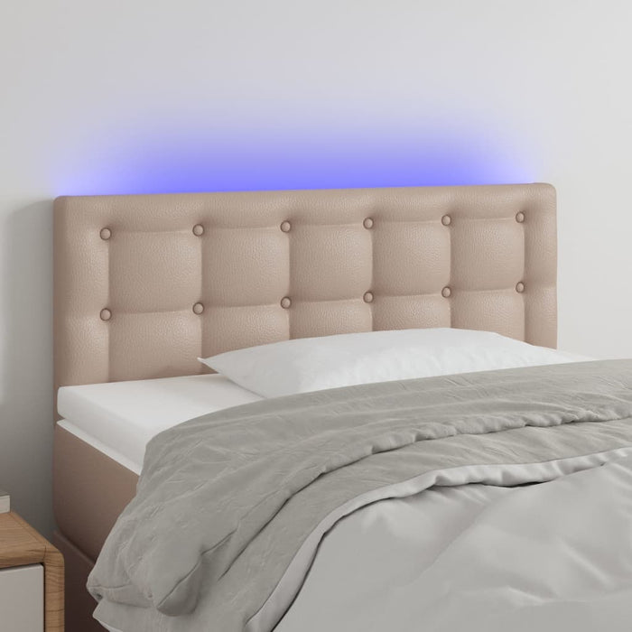 Tăblie de pat cu LED cappuccino 100x5x78/88 cm piele ecologică WALTI