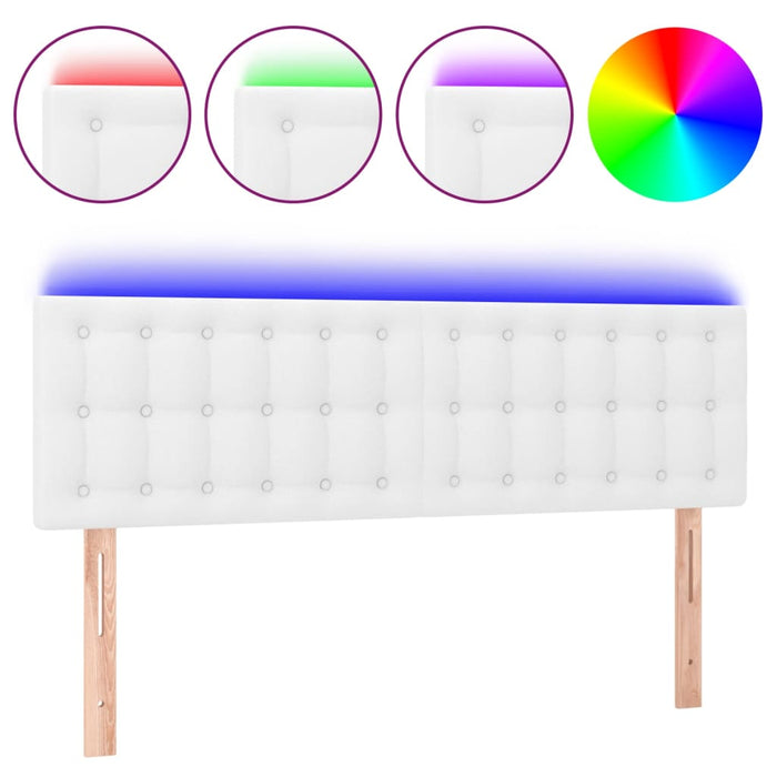 Tăblie de pat cu LED, alb, 144x5x78/88 cm, piele ecologică WALTI