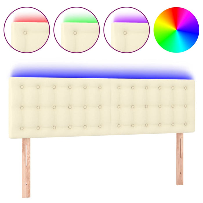 Tăblie de pat cu LED, crem, 144x5x78/88 cm, piele ecologică - WALTI WALTI