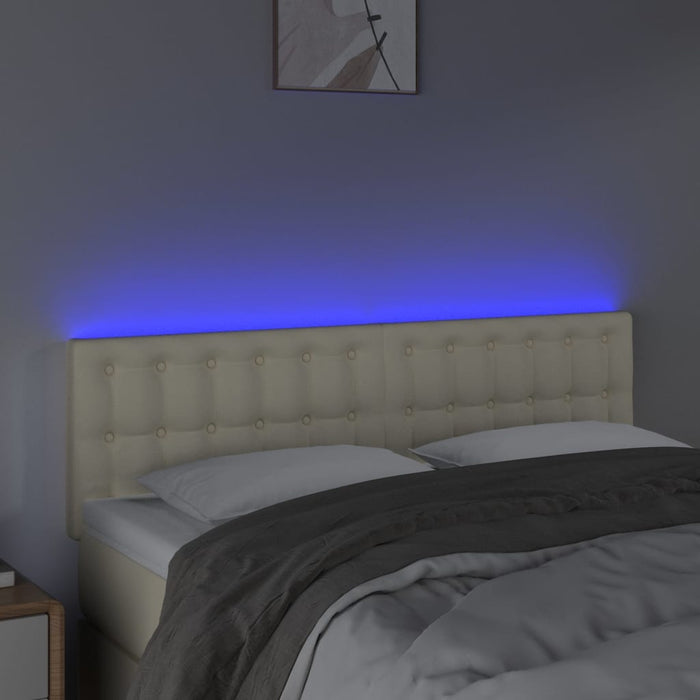 Tăblie de pat cu LED, crem, 144x5x78/88 cm, piele ecologică - WALTI WALTI