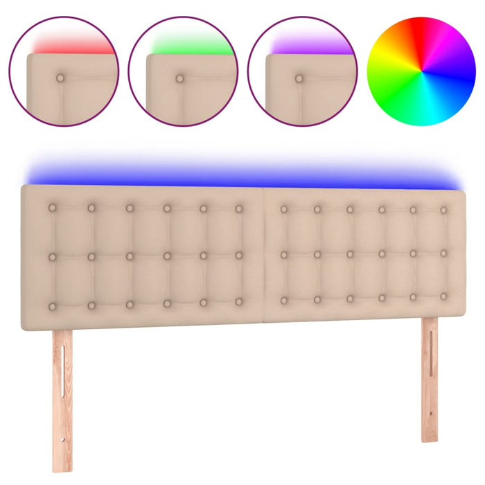 Tăblie de pat cu LED cappuccino 144x5x78/88 cm piele ecologică WALTI