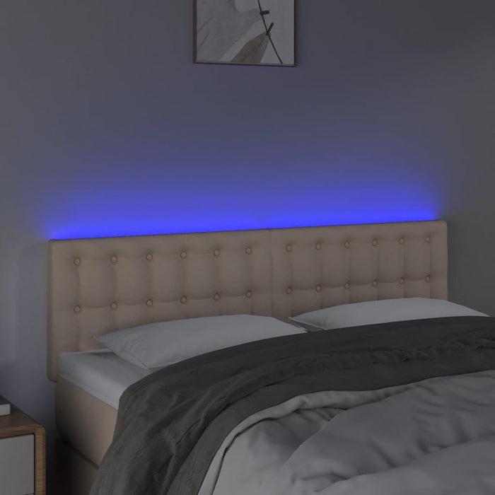 Tăblie de pat cu LED cappuccino 144x5x78/88 cm piele ecologică WALTI