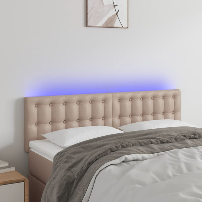 Tăblie de pat cu LED cappuccino 144x5x78/88 cm piele ecologică WALTI