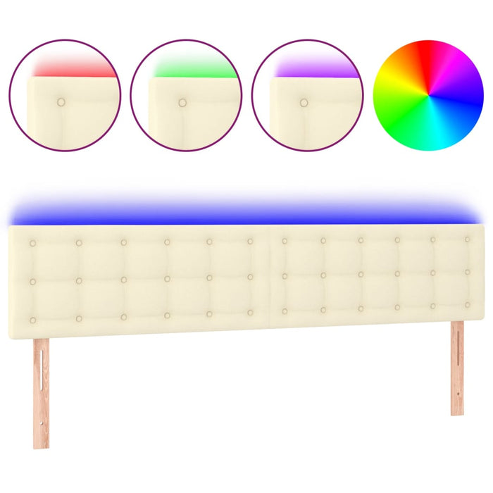 Tăblie de pat cu LED, crem, 160x5x78/88 cm, piele ecologică - WALTI WALTI