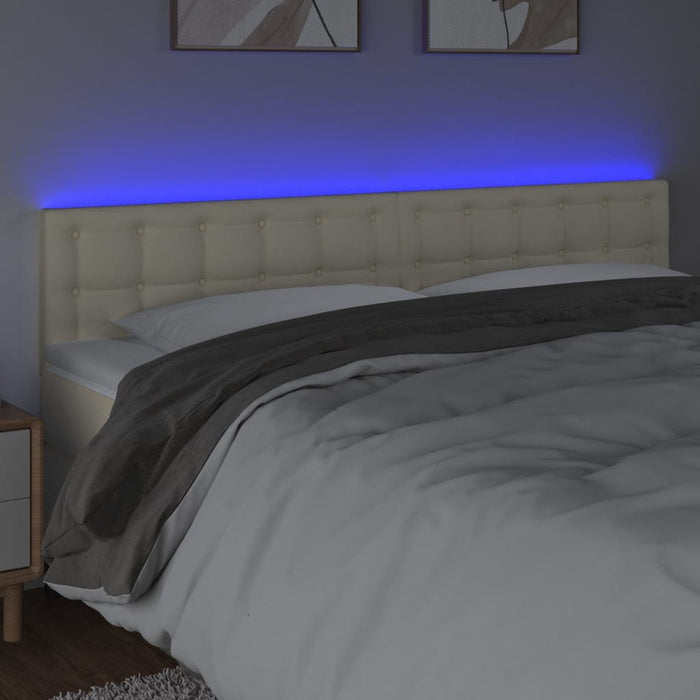 Tăblie de pat cu LED, crem, 160x5x78/88 cm, piele ecologică - WALTI WALTI