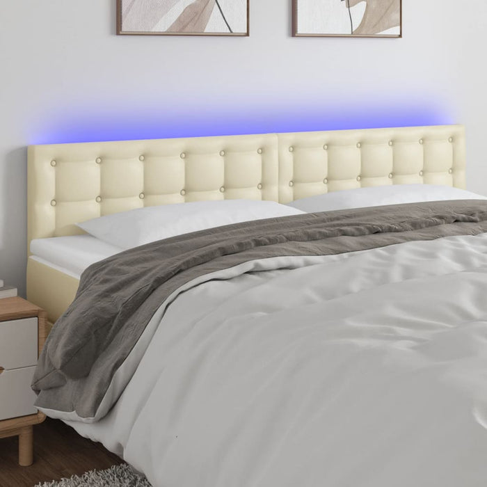 Tăblie de pat cu LED, crem, 160x5x78/88 cm, piele ecologică - WALTI WALTI