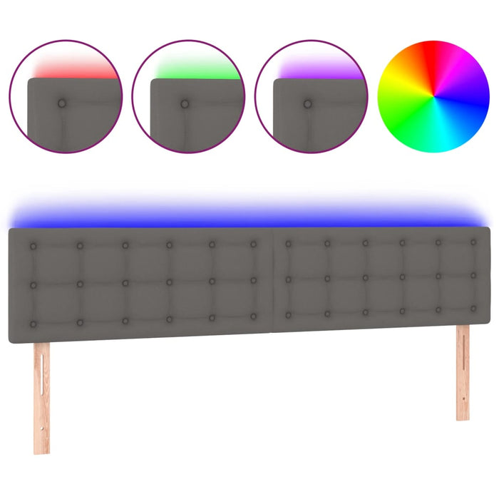 Tăblie de pat cu LED, gri, 160x5x78/88 cm, piele ecologică WALTI