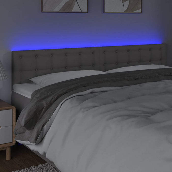 Tăblie de pat cu LED, gri, 160x5x78/88 cm, piele ecologică WALTI