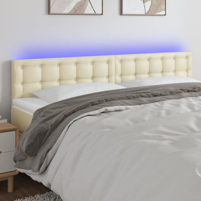 Tăblie de pat cu LED, crem, 180x5x78/88 cm, piele ecologică - WALTI WALTI