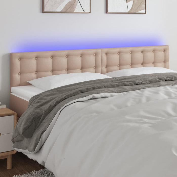 Tăblie de pat cu LED cappuccino 180x5x78/88cm piele ecologică - WALTI WALTI