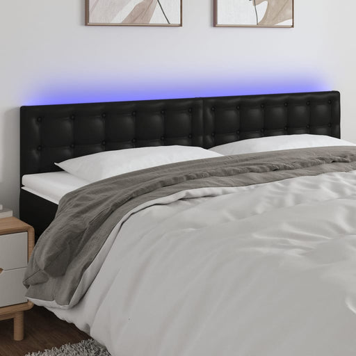 Tăblie de pat cu LED, negru, 200x5x78/88 cm, piele ecologică - WALTI WALTI