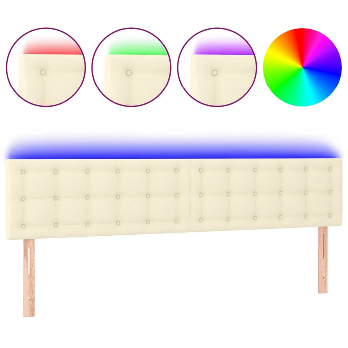Tăblie de pat cu LED, crem, 200x5x78/88 cm, piele ecologică - WALTI WALTI