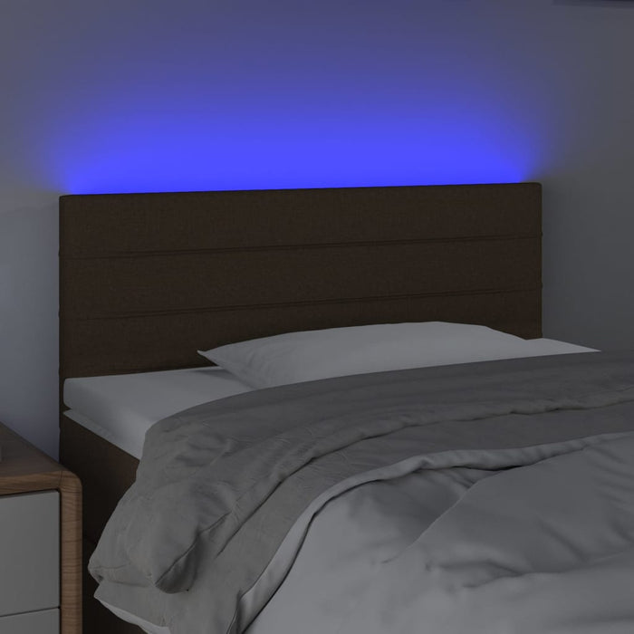 Tăblie de pat cu LED, maro închis, 90x5x78/88 cm, textil - WALTI WALTI