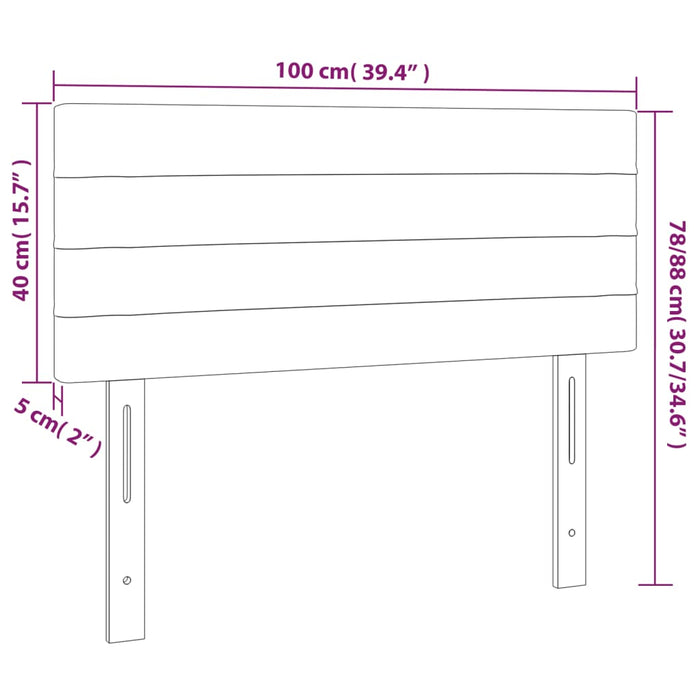 Tăblie de pat cu LED, maro închis, 100x5x78/88 cm, textil - WALTI WALTI