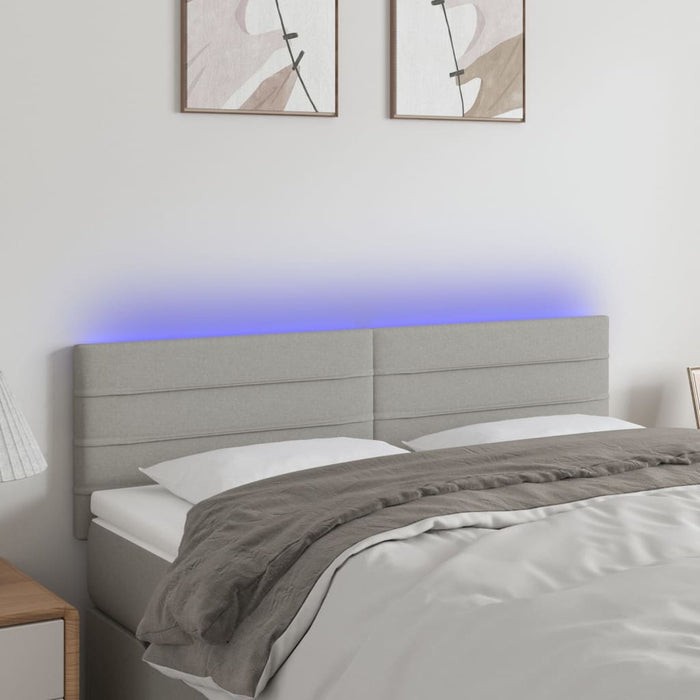 Tăblie de pat cu LED, gri deschis, 144x5x78/88 cm, textil - WALTI WALTI