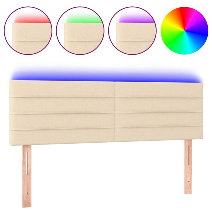 Tăblie de pat cu LED, crem, 144x5x78/88 cm, textil - WALTI WALTI