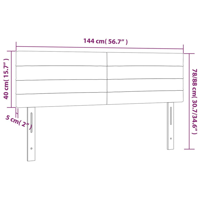 Tăblie de pat cu LED, albastru, 144x5x78/88 cm, textil - WALTI WALTI
