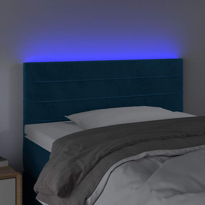 Tăblie de pat cu LED, albastru închis, 80x5x78/88 cm, catifea - WALTI WALTI