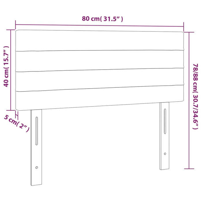 Tăblie de pat cu LED, roz, 80x5x78/88 cm, catifea - WALTI WALTI