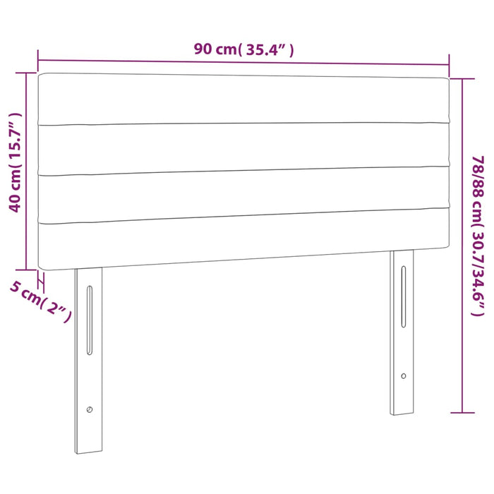 Tăblie de pat cu LED, gri deschis, 90x5x78/88 cm, catifea - WALTI WALTI