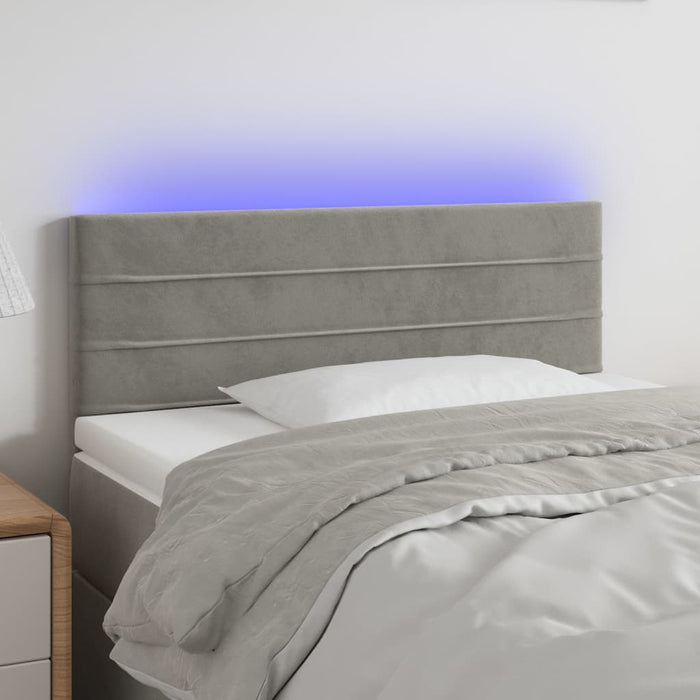 Tăblie de pat cu LED, gri deschis, 90x5x78/88 cm, catifea - WALTI WALTI