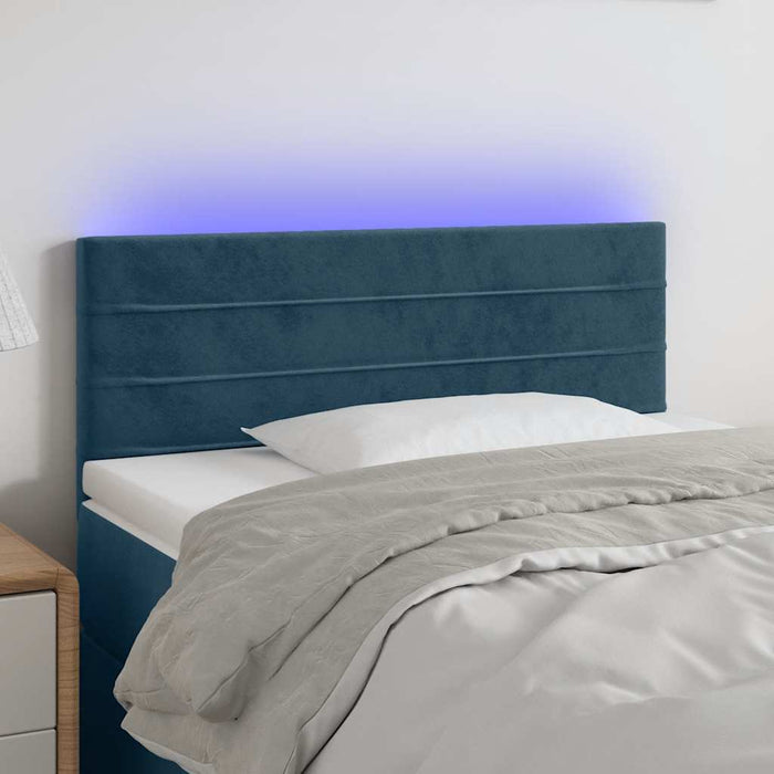 Tăblie de pat cu LED, albastru închis, 90x5x78/88 cm, catifea - WALTI WALTI