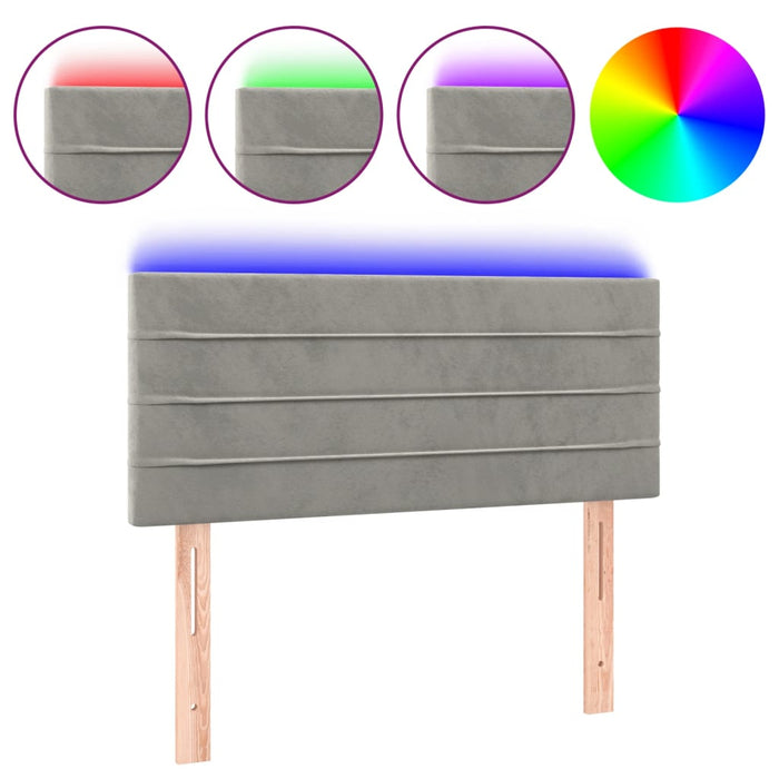 Tăblie de pat cu LED, gri deschis, 100x5x78/88 cm, catifea - WALTI WALTI
