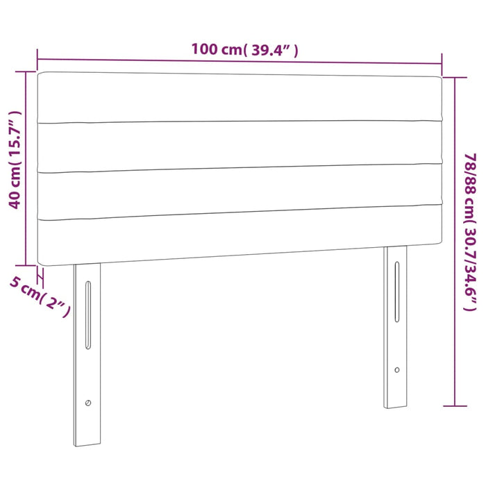 Tăblie de pat cu LED, gri deschis, 100x5x78/88 cm, catifea - WALTI WALTI