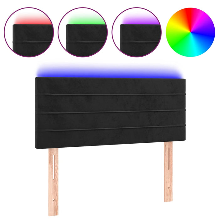 Tăblie de pat cu LED, negru, 100x5x78/88 cm, catifea - WALTI WALTI