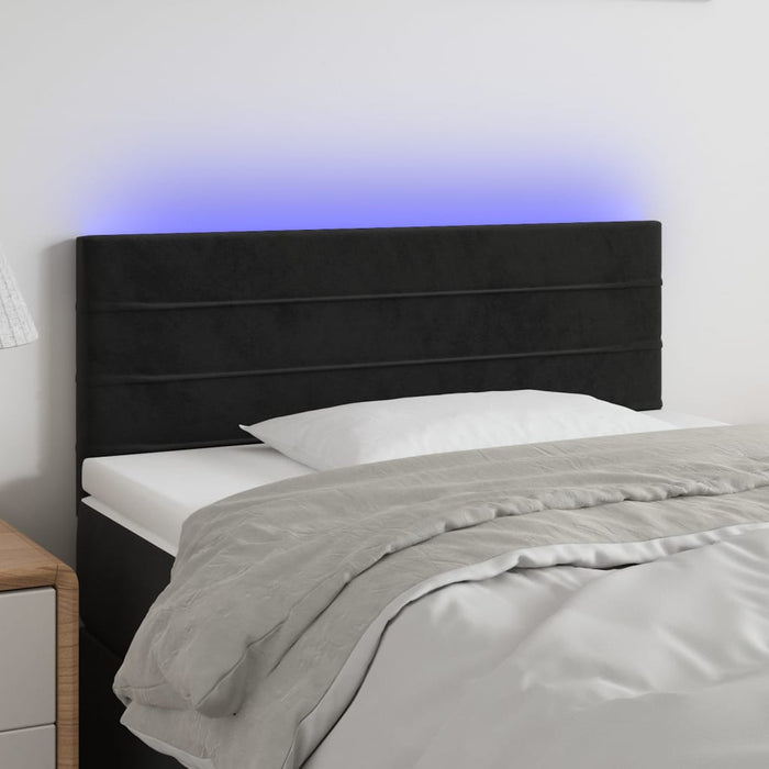 Tăblie de pat cu LED, negru, 100x5x78/88 cm, catifea - WALTI WALTI