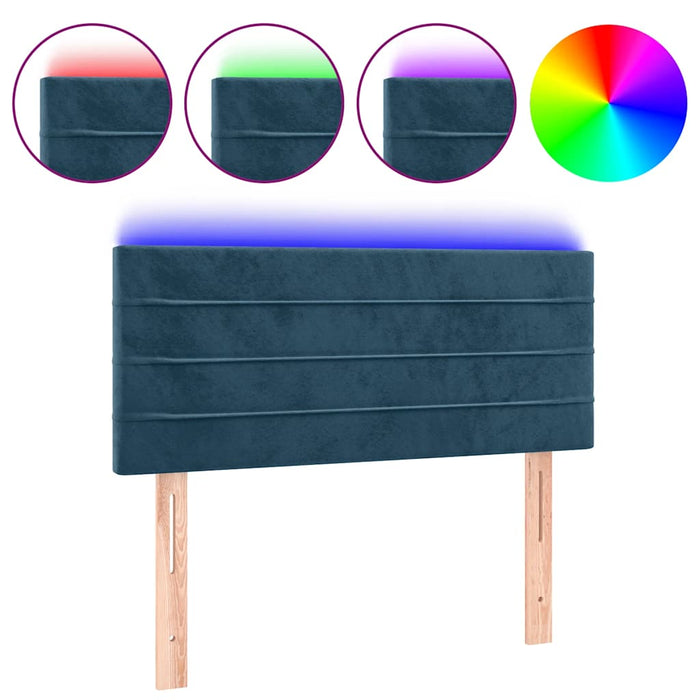 Tăblie de pat cu LED, albastru închis, 100x5x78/88 cm, catifea - WALTI WALTI