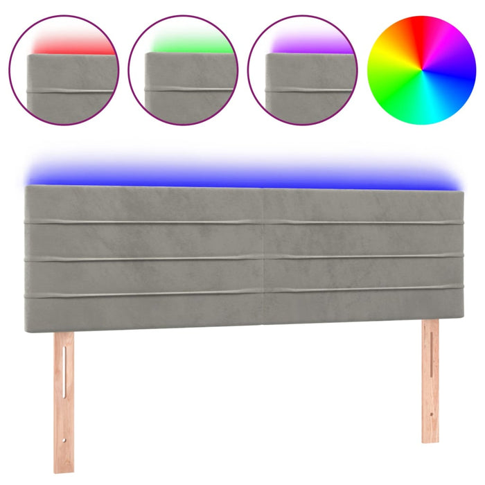 Tăblie de pat cu LED, gri deschis, 144x5x78/88 cm, catifea - WALTI WALTI