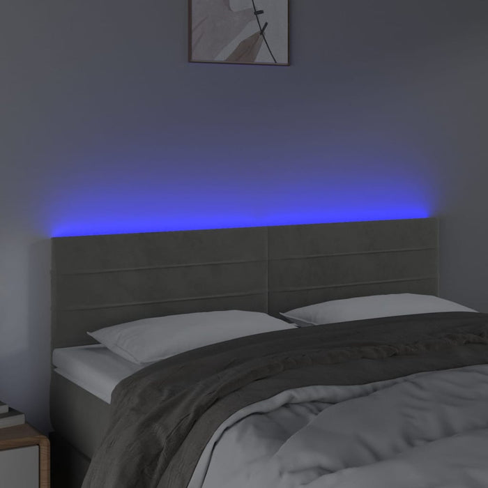 Tăblie de pat cu LED, gri deschis, 144x5x78/88 cm, catifea - WALTI WALTI