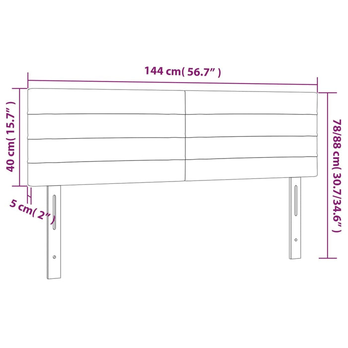 Tăblie de pat cu LED, gri închis, 144x5x78/88 cm, catifea - WALTI WALTI