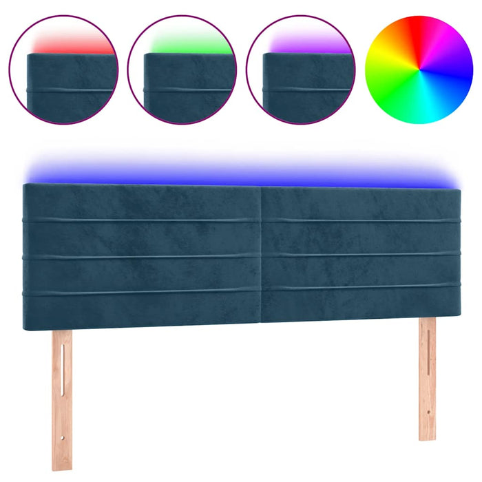 Tăblie de pat cu LED, albastru închis, 144x5x78/88 cm, catifea - WALTI WALTI