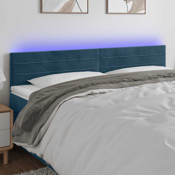 Tăblie de pat cu LED, albastru închis, 180x5x78/88 cm, catifea - WALTI WALTI