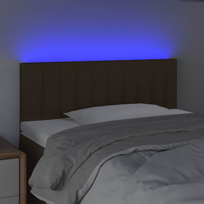 Tăblie de pat cu LED, maro închis, 90x5x78/88 cm, textil - WALTI WALTI