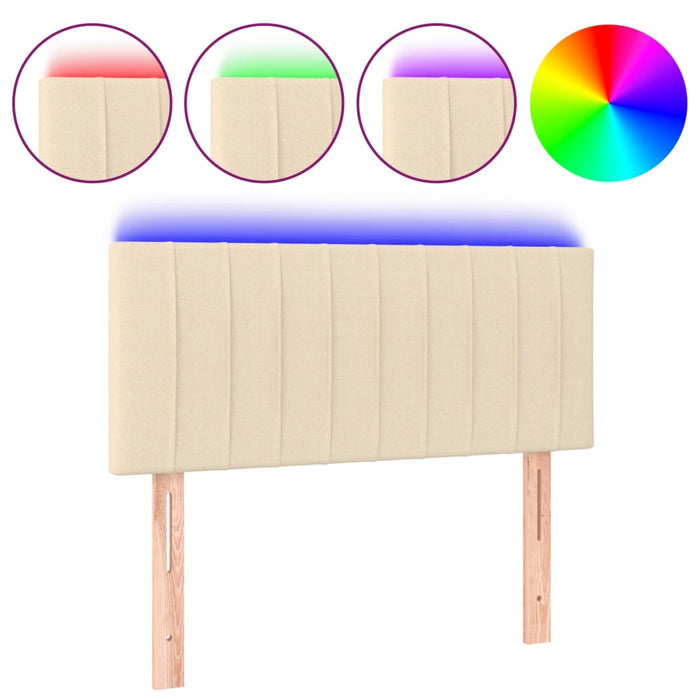 Tăblie de pat cu LED, crem, 100x5x78/88 cm, textil WALTI