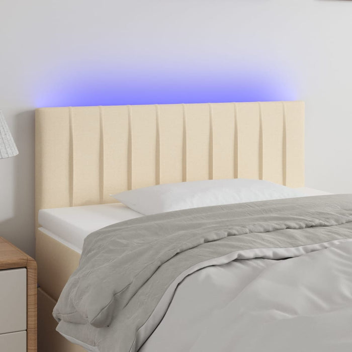 Tăblie de pat cu LED, crem, 100x5x78/88 cm, textil WALTI