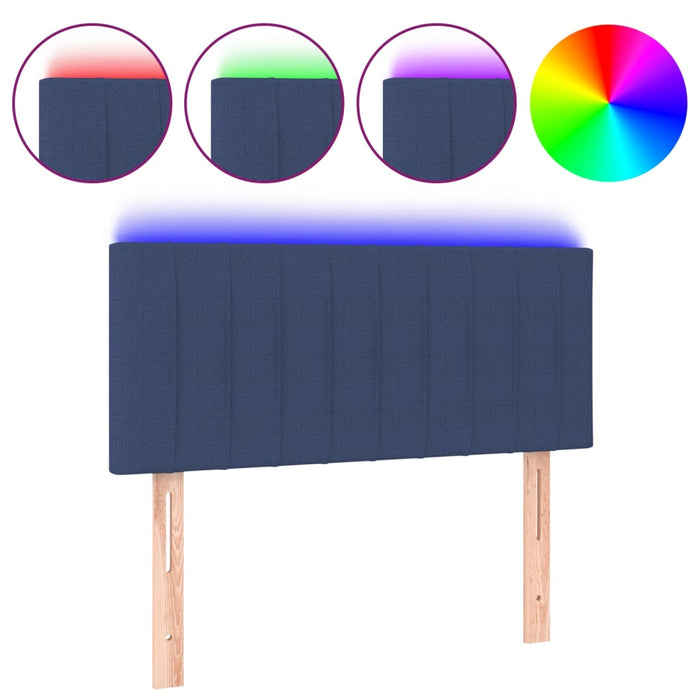 Tăblie de pat cu LED, albastru, 100x5x78/88 cm, textil WALTI