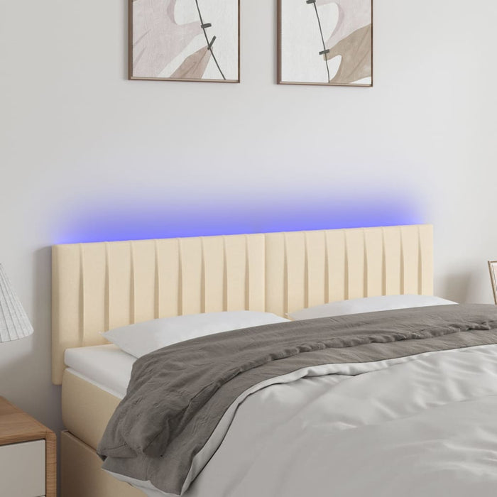 Tăblie de pat cu LED, crem, 144x5x78/88 cm, textil - WALTI WALTI
