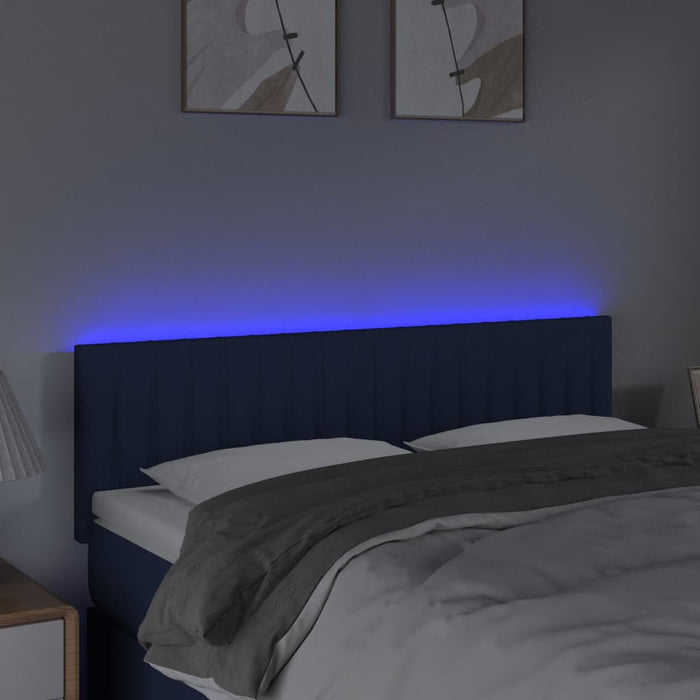 Tăblie de pat cu LED, albastru, 144x5x78/88 cm, textil - WALTI WALTI