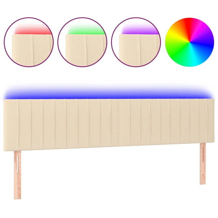 Tăblie de pat cu LED, crem, 180x5x78/88 cm, textil WALTI