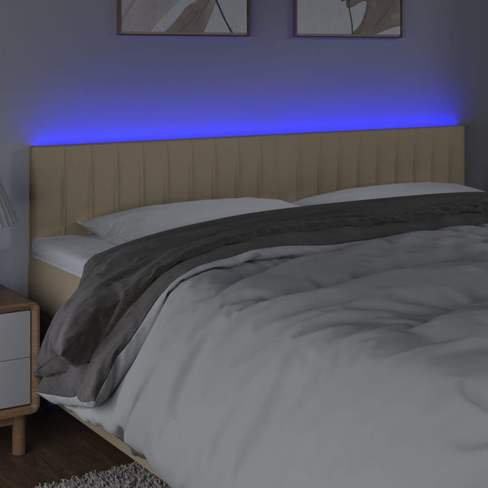 Tăblie de pat cu LED, crem, 180x5x78/88 cm, textil WALTI
