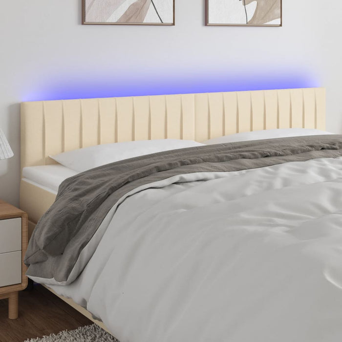 Tăblie de pat cu LED, crem, 180x5x78/88 cm, textil WALTI