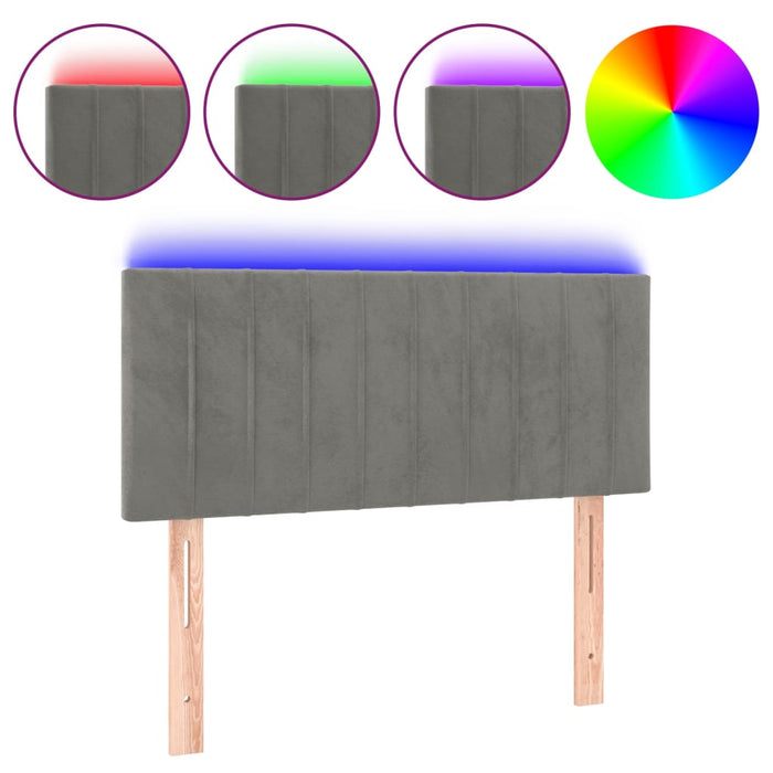 Tăblie de pat cu LED, gri deschis, 80x5x78/88 cm, catifea - WALTI WALTI