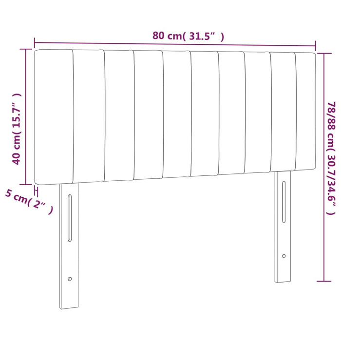 Tăblie de pat cu LED, gri deschis, 80x5x78/88 cm, catifea - WALTI WALTI