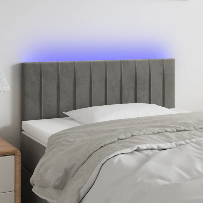 Tăblie de pat cu LED, gri deschis, 80x5x78/88 cm, catifea - WALTI WALTI