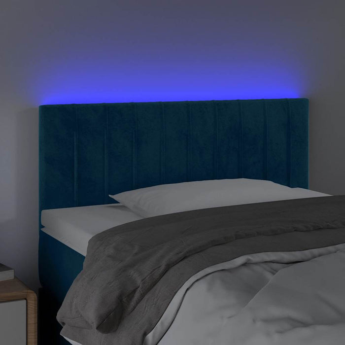 Tăblie de pat cu LED, albastru închis, 80x5x78/88 cm, catifea - WALTI WALTI