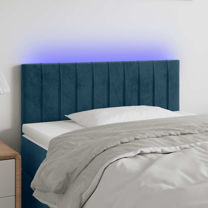 Tăblie de pat cu LED, albastru închis, 80x5x78/88 cm, catifea - WALTI WALTI